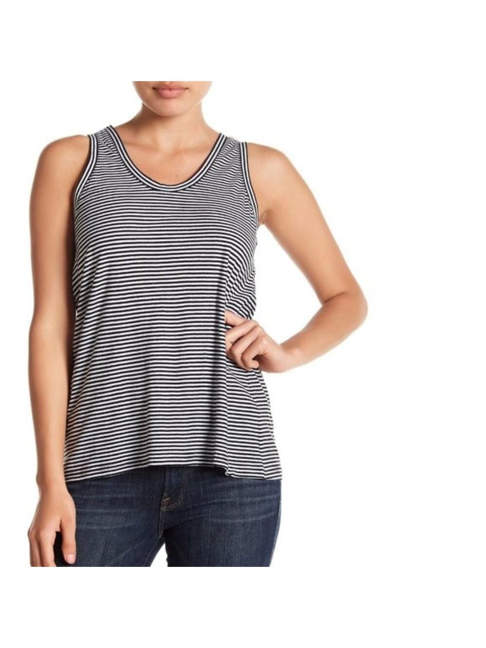 SUSINA Stripe Cinch Back Tank Top